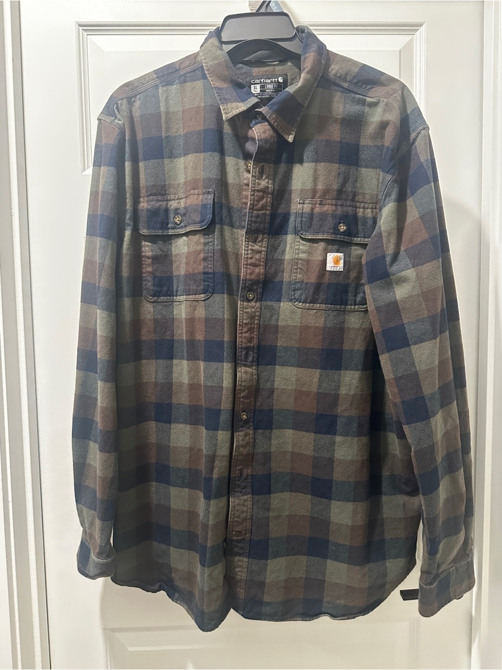 Carhartt Green, Brown & Blue Plaid Button-Down Work Shirt